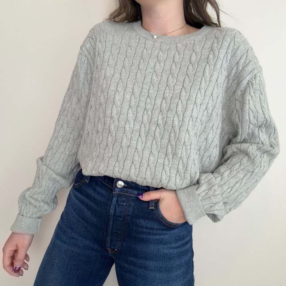 J Crew Gray Cable Knit Sweater